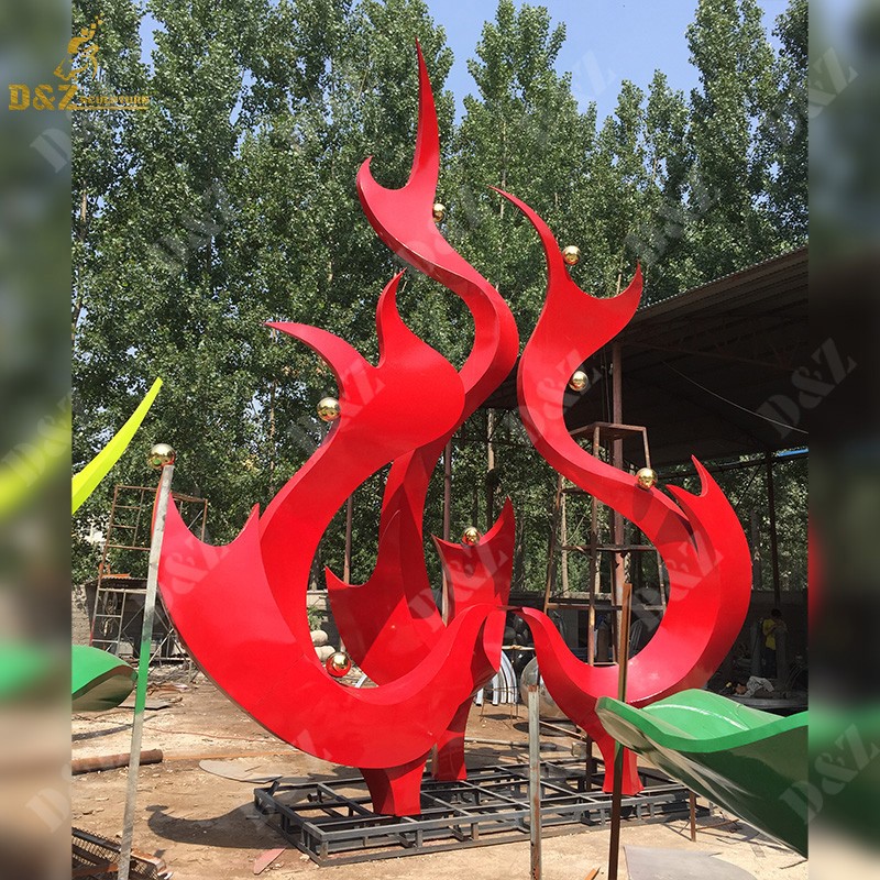 Large stainless steel Red flame sculpture  project