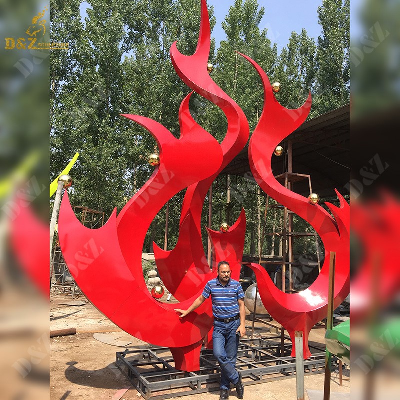 Large stainless steel Red flame sculpture  project