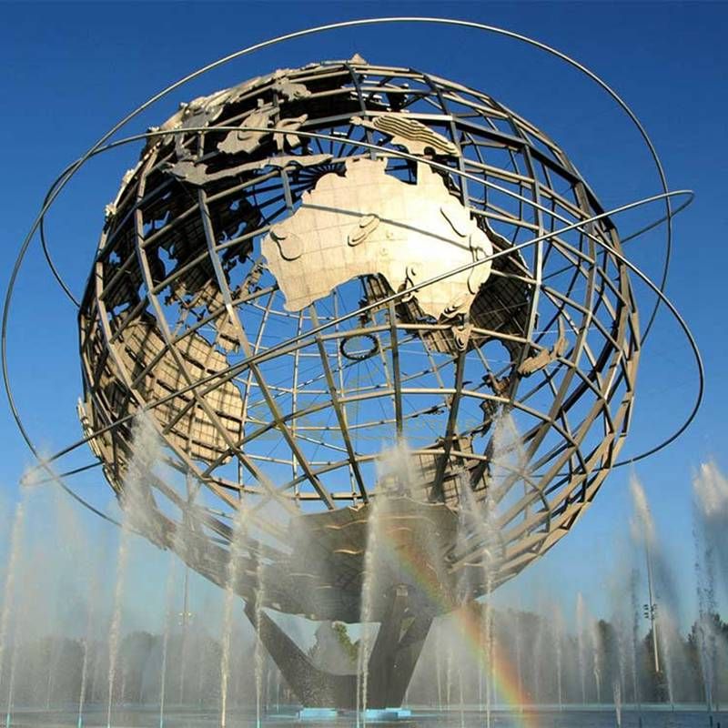 Large Stainless Steel Outdoor Metal World Globe Sculpture