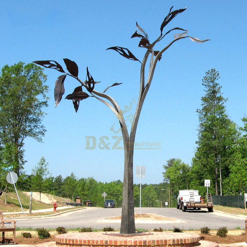 Outdoor large metal stainless steel art tree sculpture