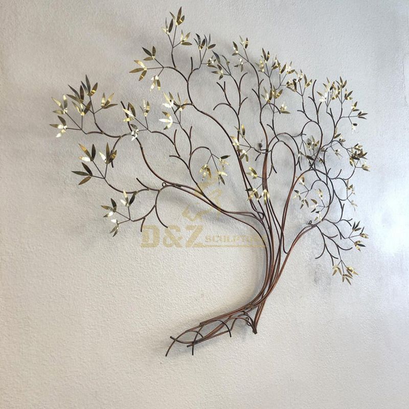 Beautiful modern abstract wall art stainless steel tree statue