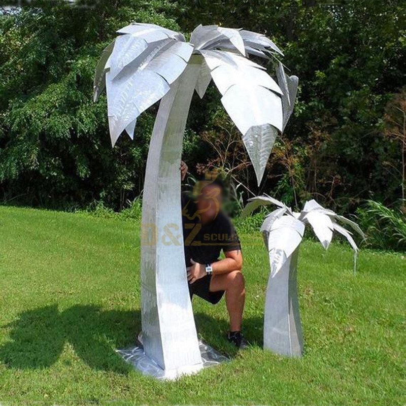 Outdoor graden Mirror Polish Stainless Steel Tree Sculpture