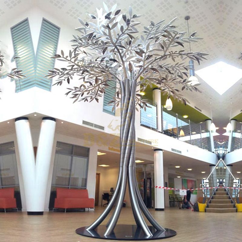 Custom outdoor stainless steel metal tree sculpture