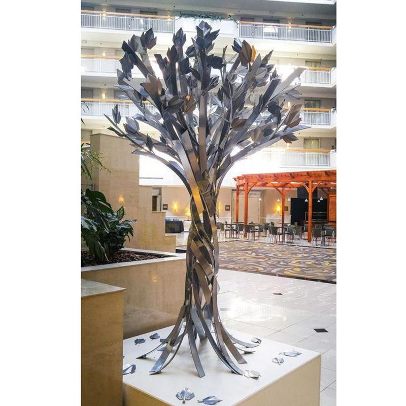 Modern Outdoor Stainless Steel Metal Tree Sculpture