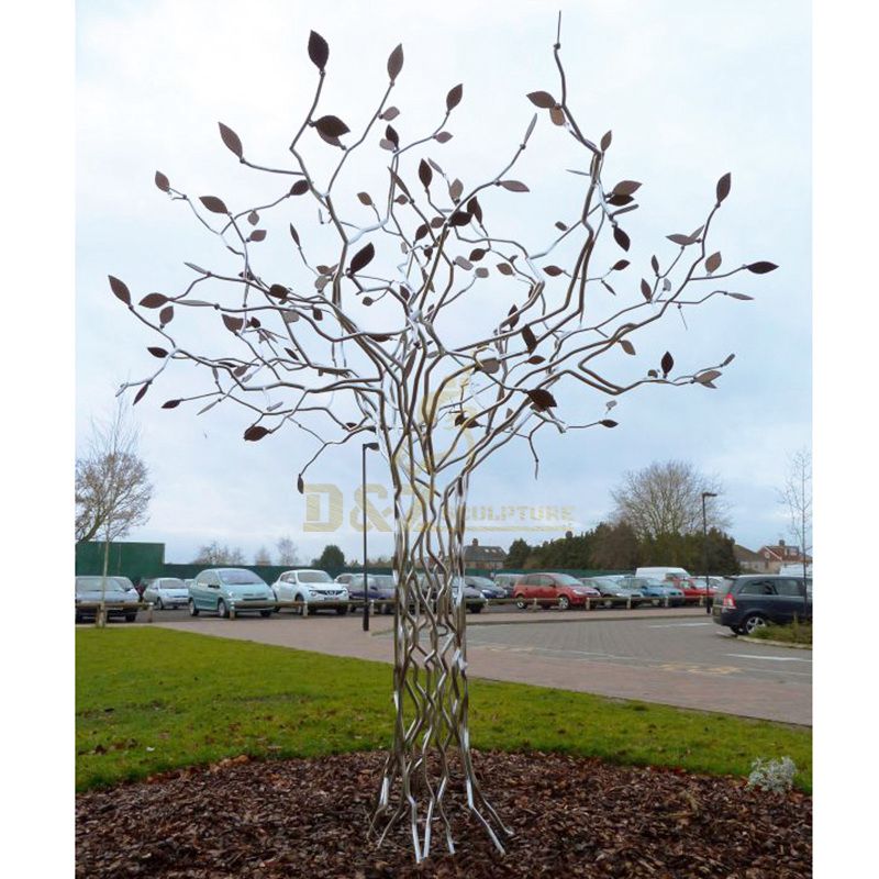 Outdoor modern hollow simple design stainless steel tree sculpture