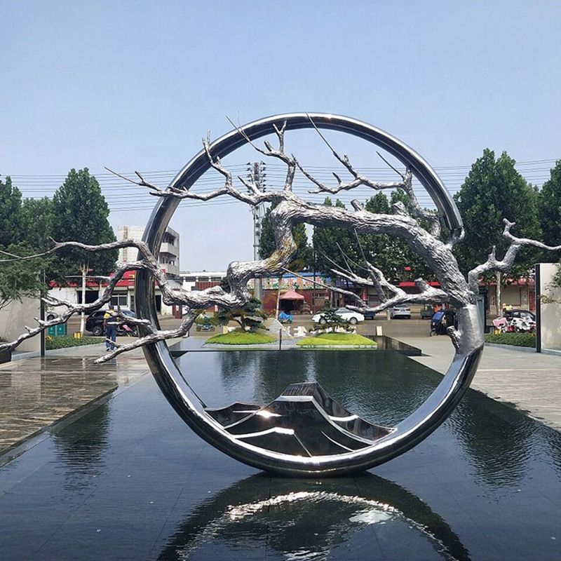 Outdoor Square Mirror Polished Large Stainless Steel Sculpture