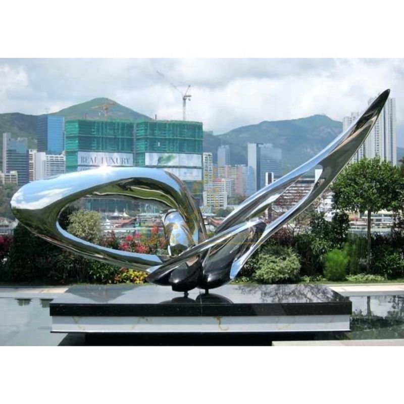 Modern Abstract Polished Metal Stainless Steel Sculpture
