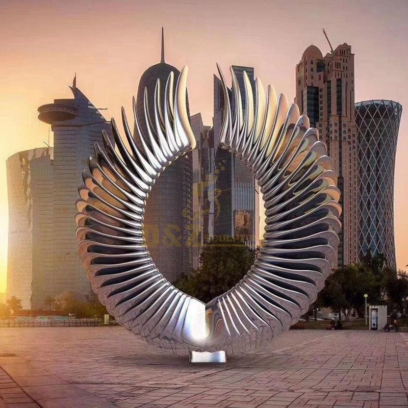 Abstract Modern Outdoor Garden Stainless Steel Mirror Wings Sculpture