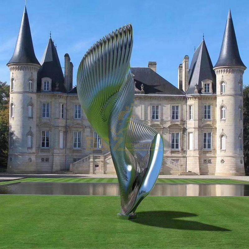 Abstract Modern Outdoor Garden Stainless Steel Mirror Wings Sculpture