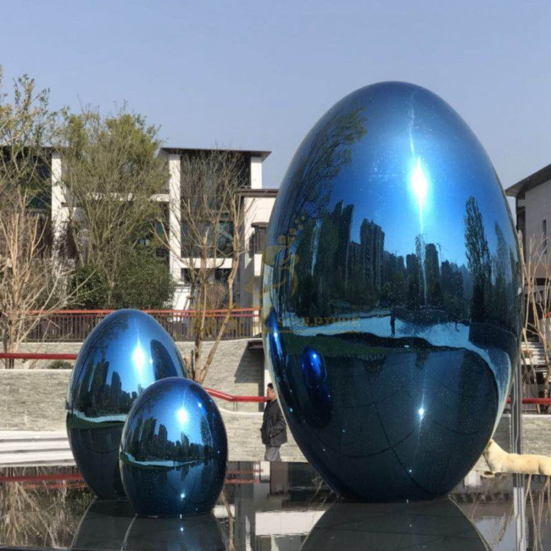 Abstract art large garden mirror polishing stainless steel egg statue