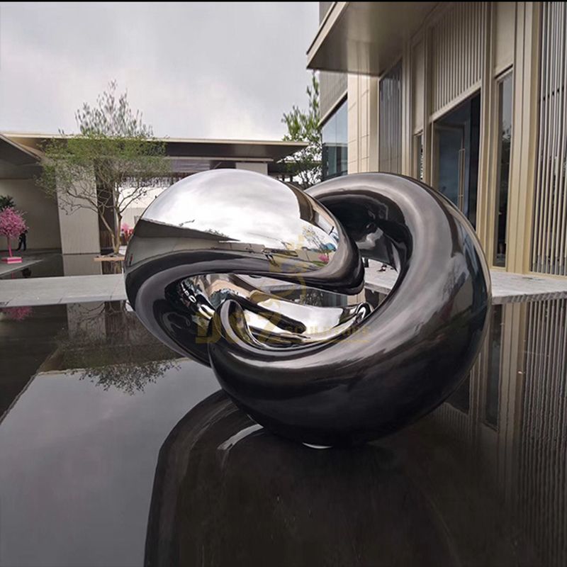 Abstract art large garden mirror polishing stainless steel egg statue