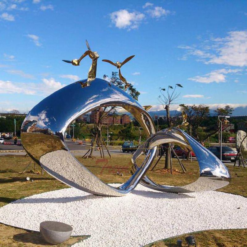 Large Outdoor Garden Sculpture Polished Stainless Steel Sculpture