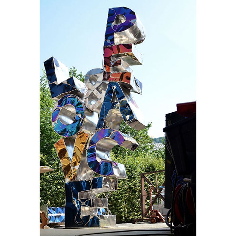Large ornament outdoor colorful letter stainless steel sculpture