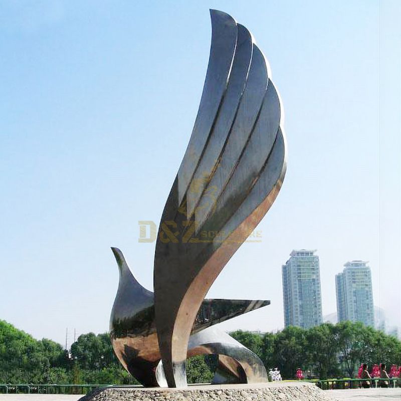 Outdoor MIrror Stainless Steel wings Sculpture