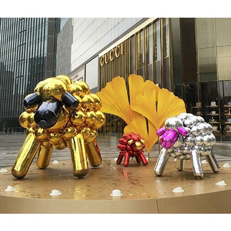 High Quality Surface Painted Colorful Stainless Steel Sheep Sculpture