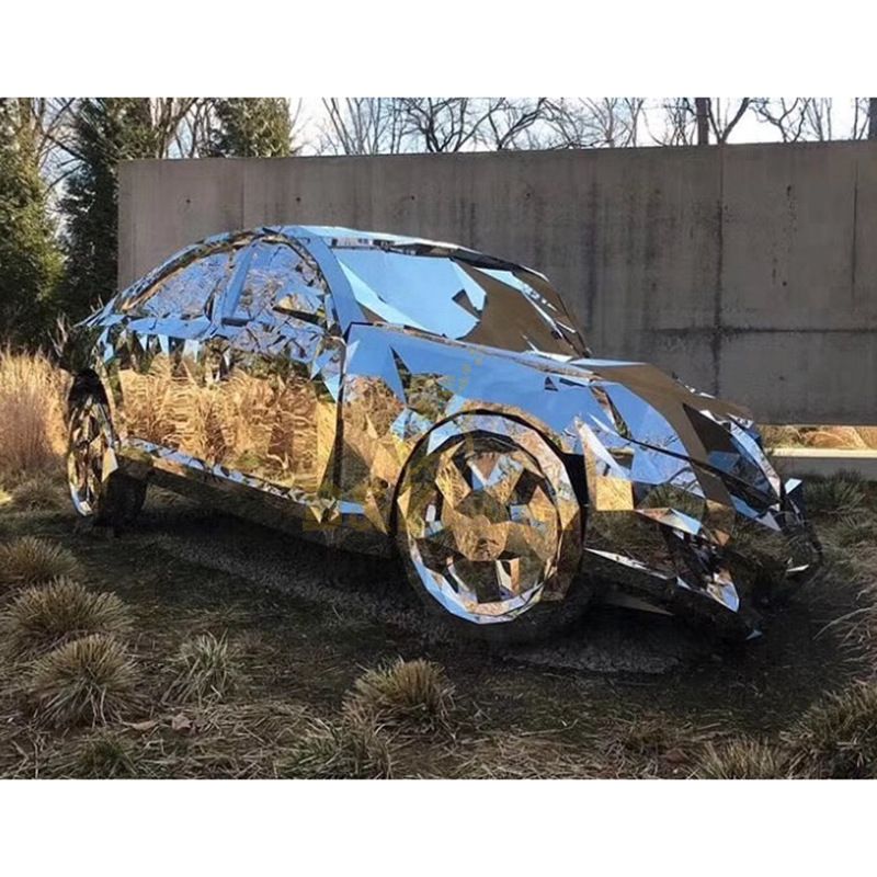 Customized Life Size Stainless Steel Mirror Finish Car Sculpture Model