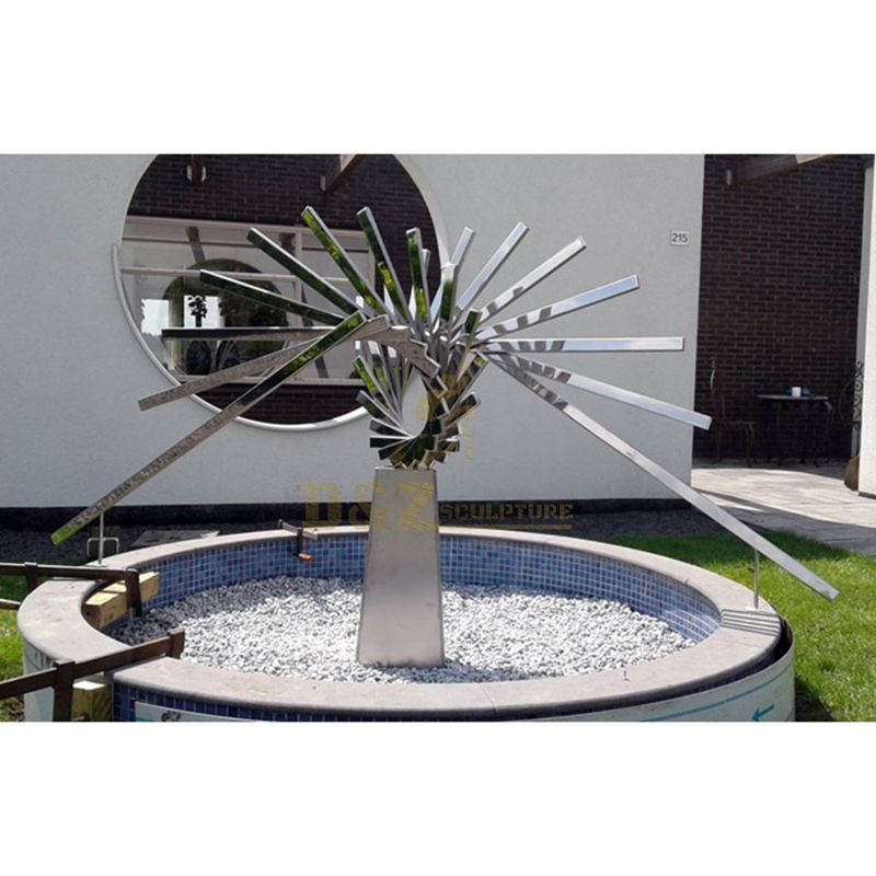 Contemporary Metal Abstract Garden Decorations Stainless Steel Wire Sculpture
