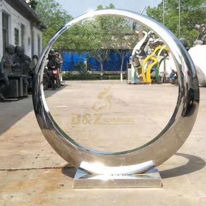 Custom Modern Stainless Steel Circle Design Flower Sculpture
