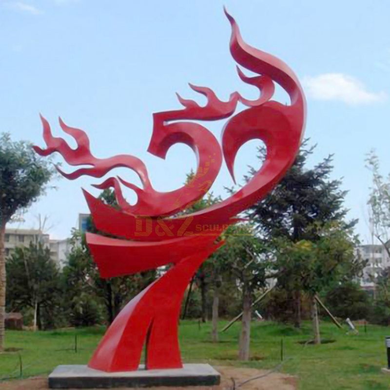 Public Art Abstract Large Stainless Steel Flame Sculpture For Arabia Decoration