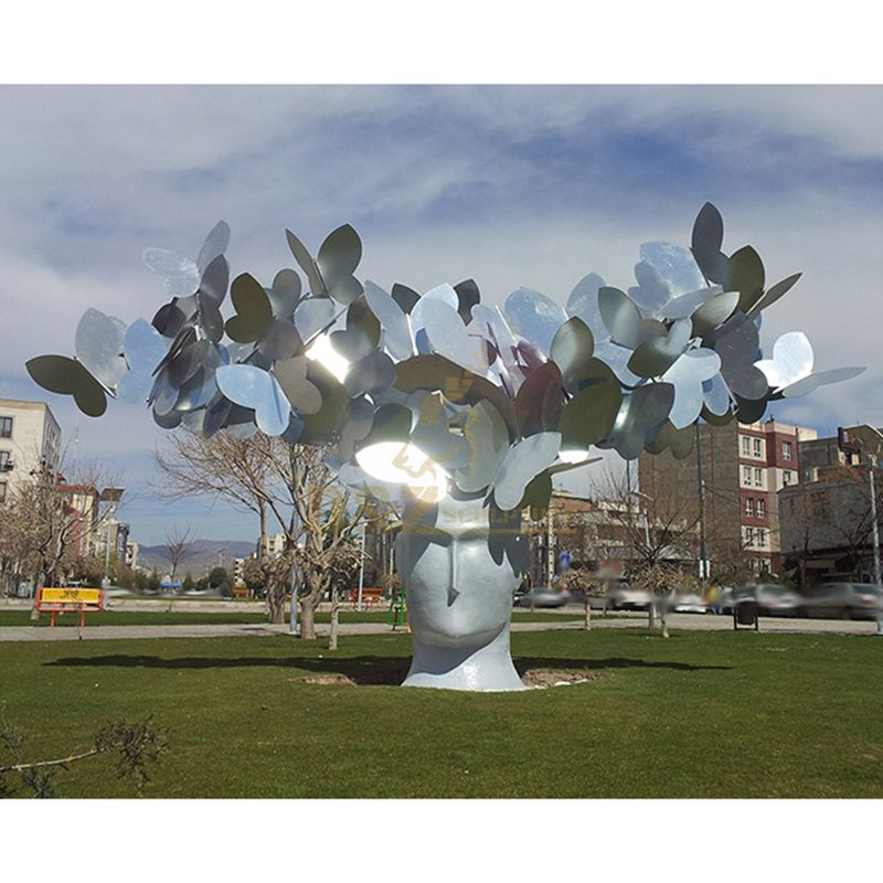 Abstract Stainless steel butterfly Tree Sculpture for Garden decoration