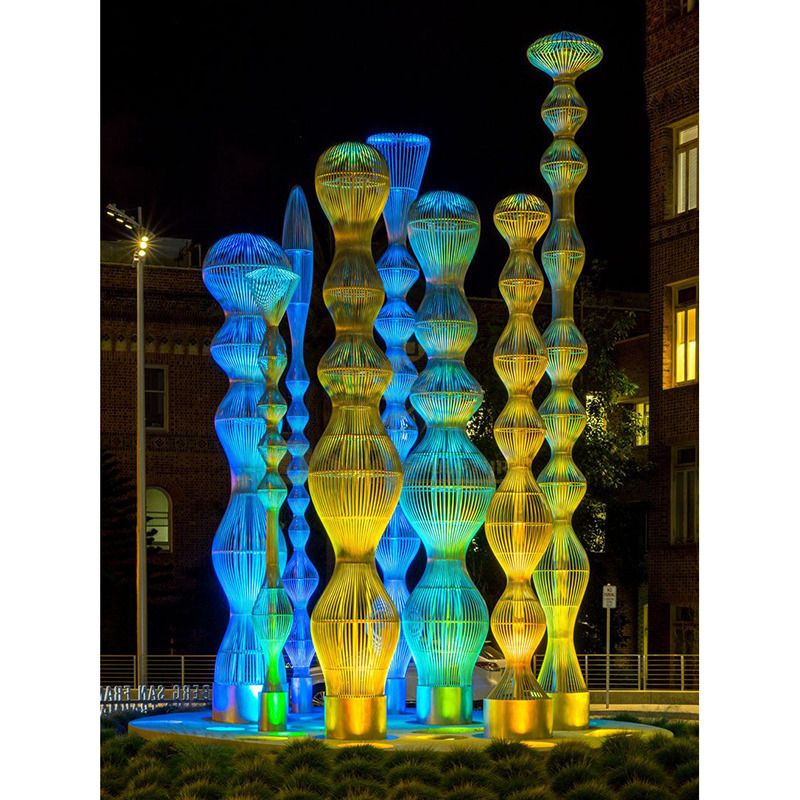 Garden Ornaments Stainless Steel LED Light Tree Sculpture