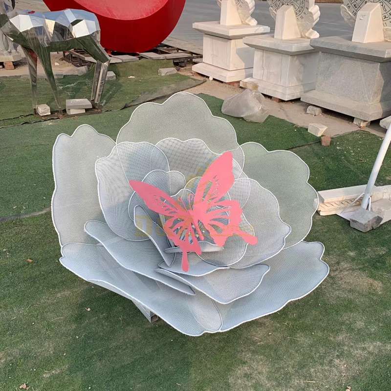 Outdoor Garden Decoration Flower Sculpture Stainless Steel Butterfly Statue