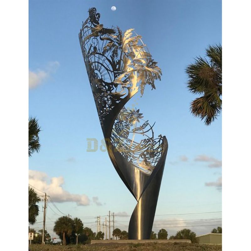 Outdoor Large Modern Abstract Stainless Steel Tree Sculpture