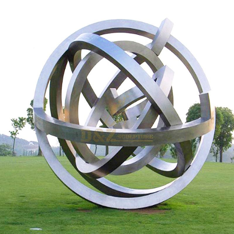 Custom Modern Stainless Steel Abstract Metal Outdoor Ball Sculpture