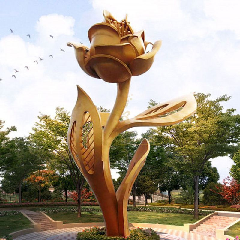 Popular Art Urban Outdoor Stainless Steel Roses Sculpture