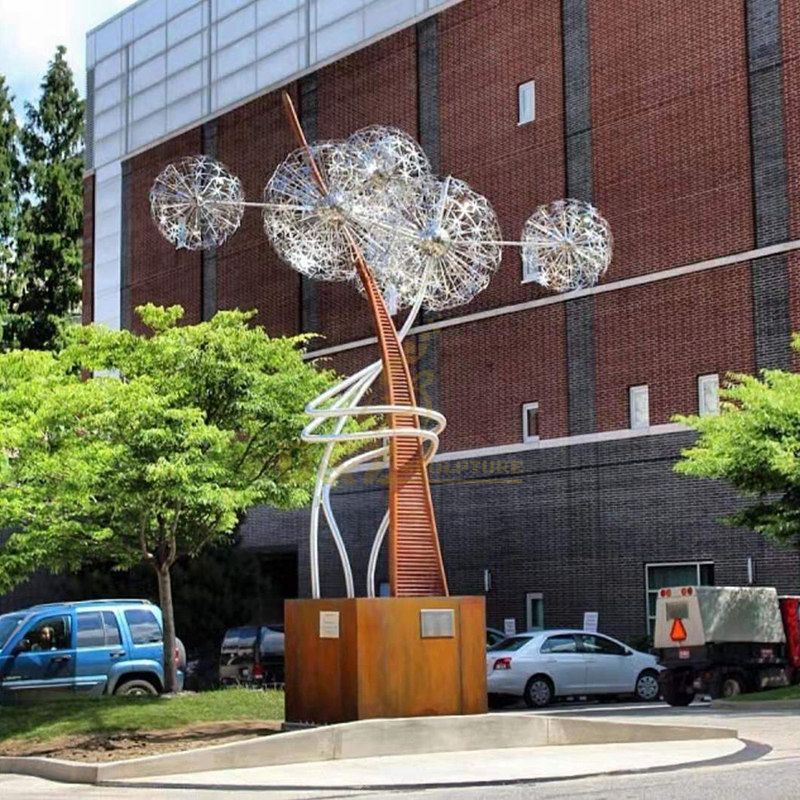 Stainless Steel Dandelion Sculpture For Landscape Decoration