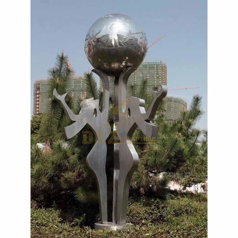 Large Garden Sport Figures Stainless Steel Ball Sculpture