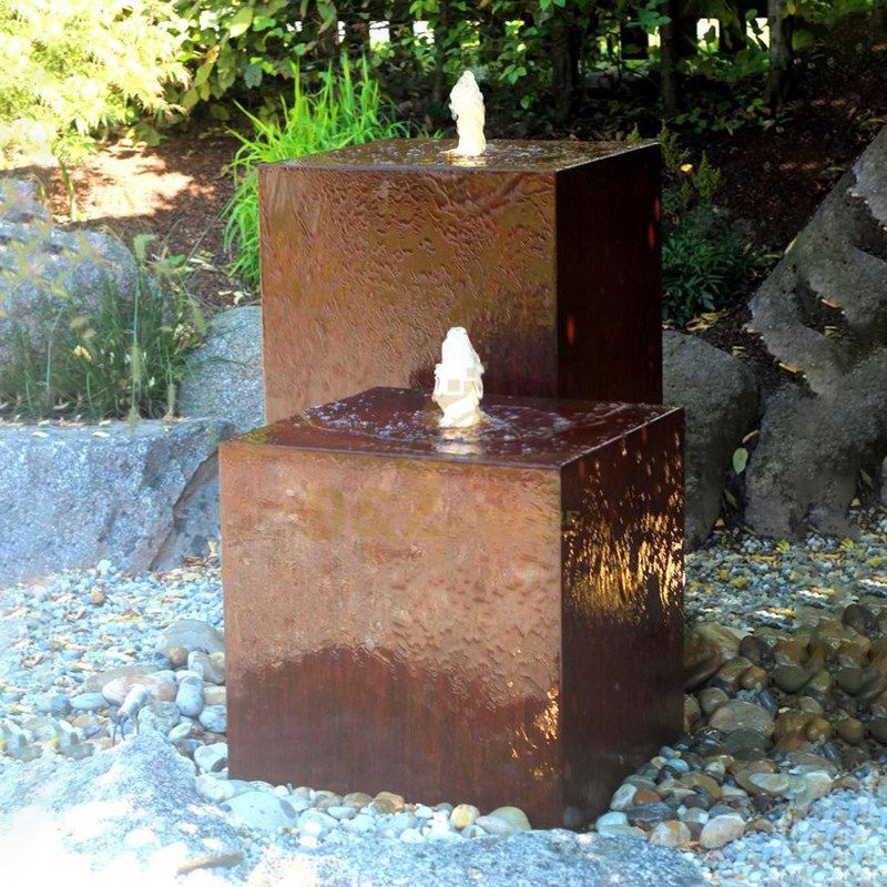 Antique Rustic Corten Steel Bubble Waterfall Fountain Sculpture For Garden