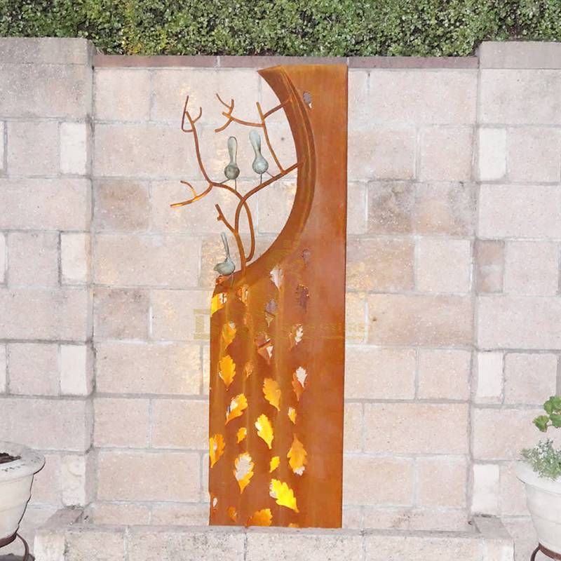 Modern Garden Decor Delicate Corten Steel Rose Sculpture