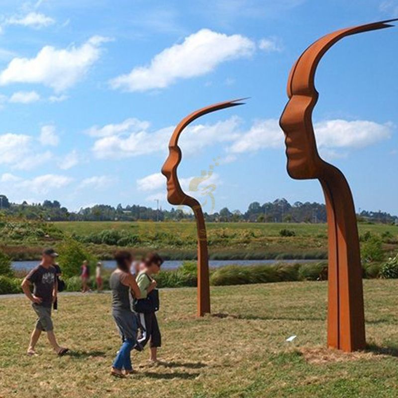 Abstract Corten Steel Man Face Sculpture For Sale