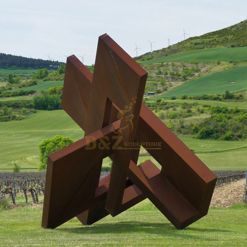 Large Outdoor Stainless Steel Sculpture Corten Steel Square Decoration