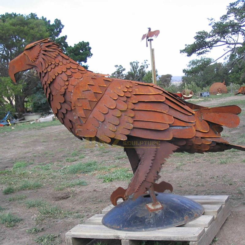Decor Large Modern Art Craft Corten Steel Garden Metal Eagle Sculpture