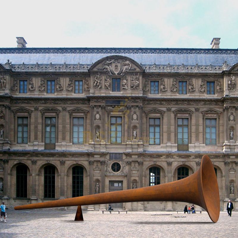 Metal Single Large Corten Steel Horn Sculpture For Home decor