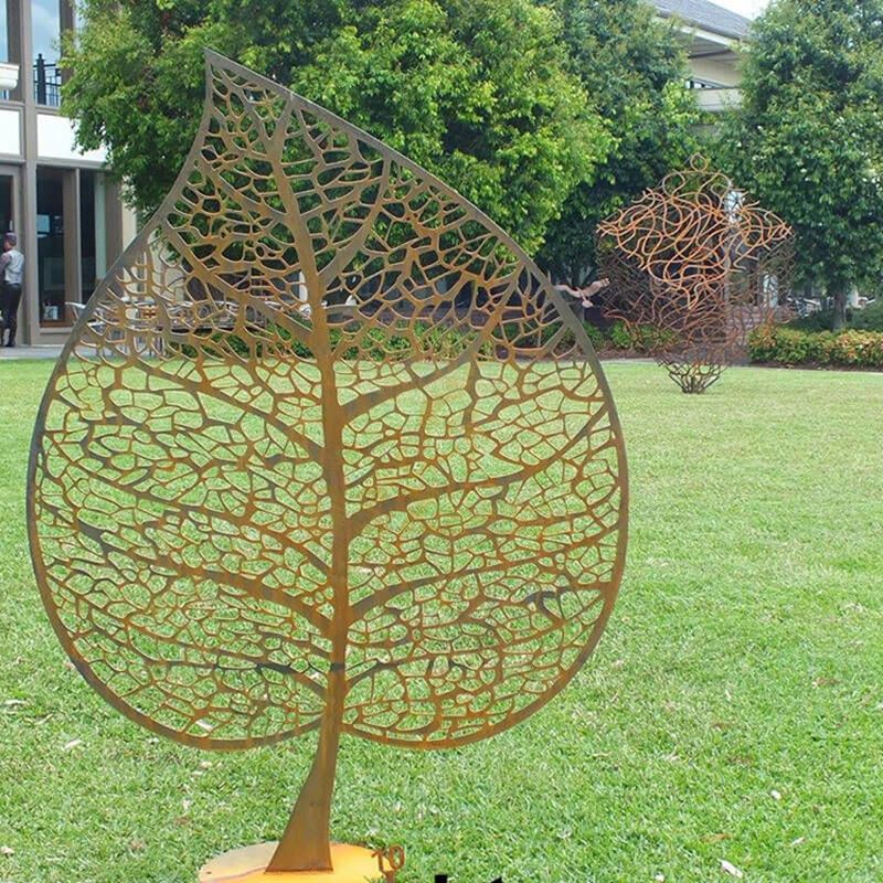 Outdoor Modern Metal Craft Corten Steel Garden Leaf Sculpture