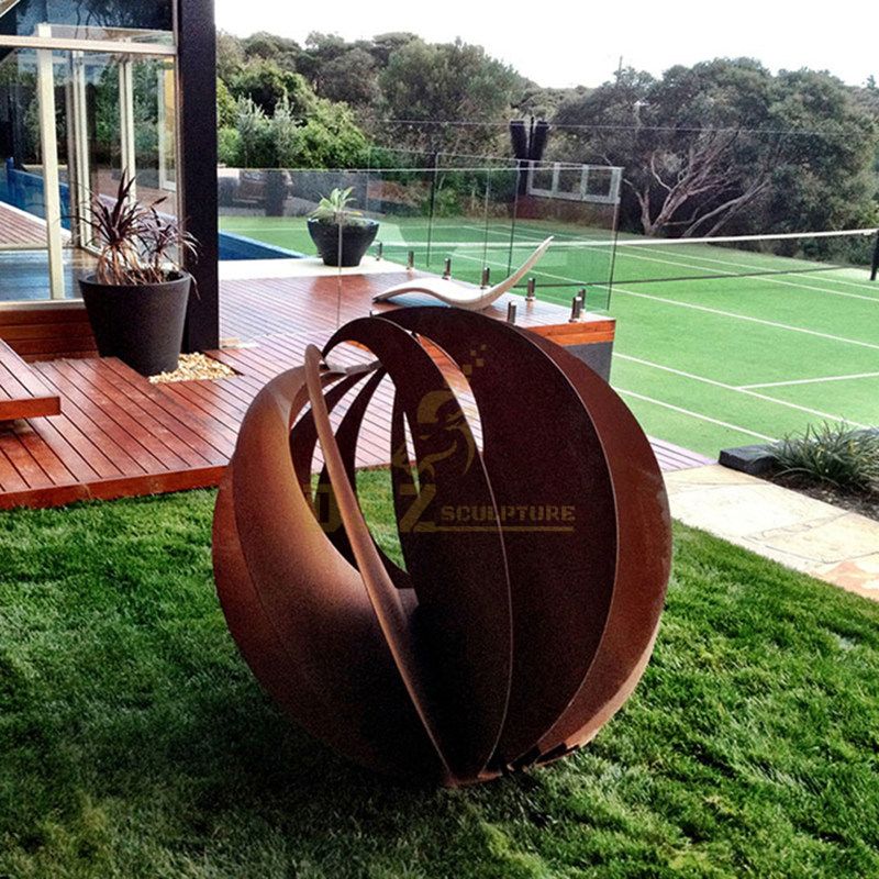 Outdoor Decoration Statue Corten Steel Ball Sculpture