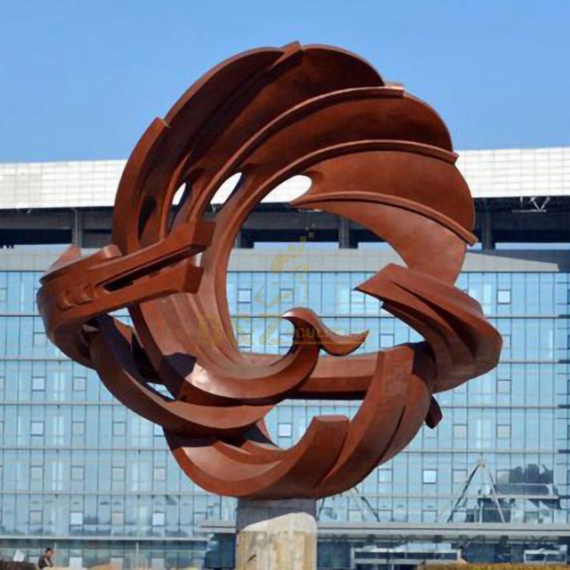 Outdoor Large Urban Art Corten Steel Geometric Metal Sculpture