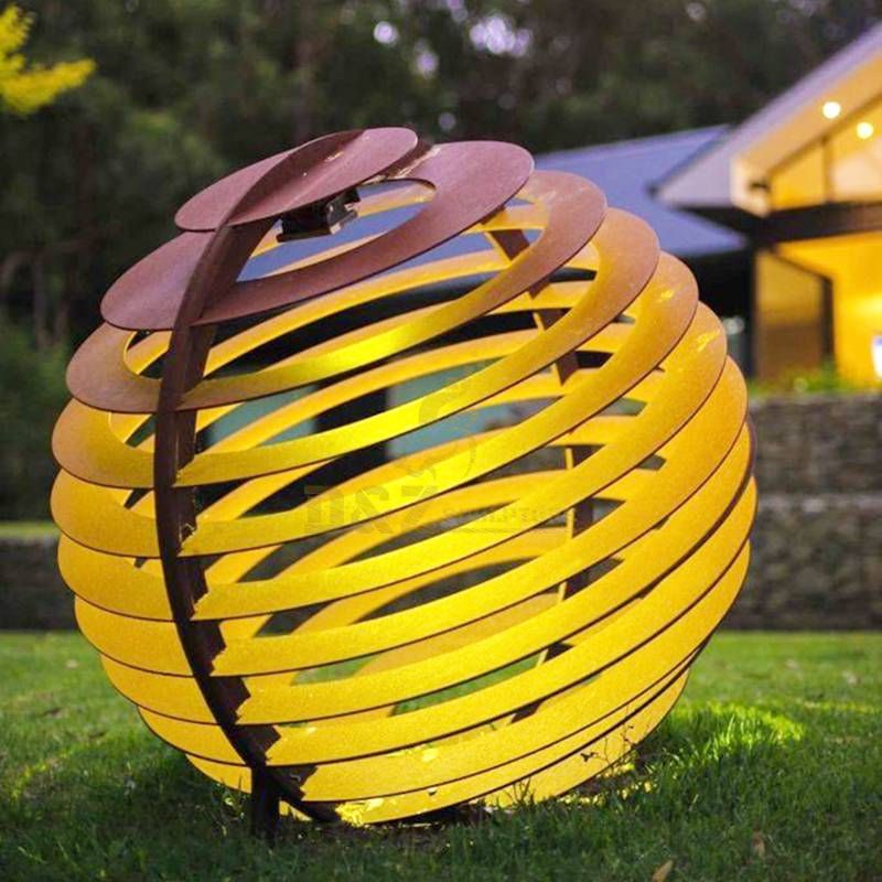 Large High Quality Modern Outdoor Garden Corten Welding Ball Steel Sculpture