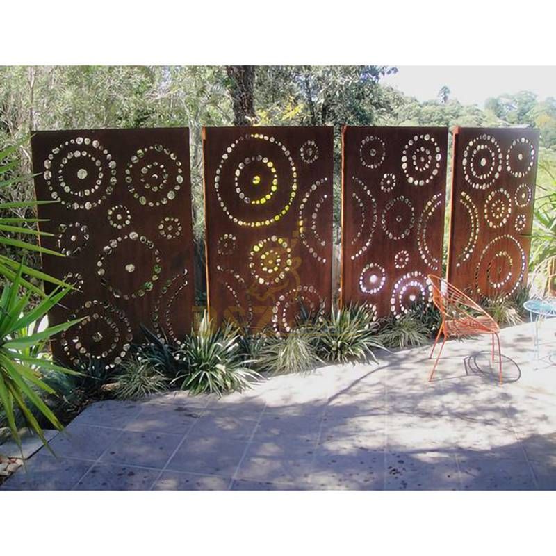 Large Metal Screen Abstract Garden Decoration Corten Steel Flower Sculpture