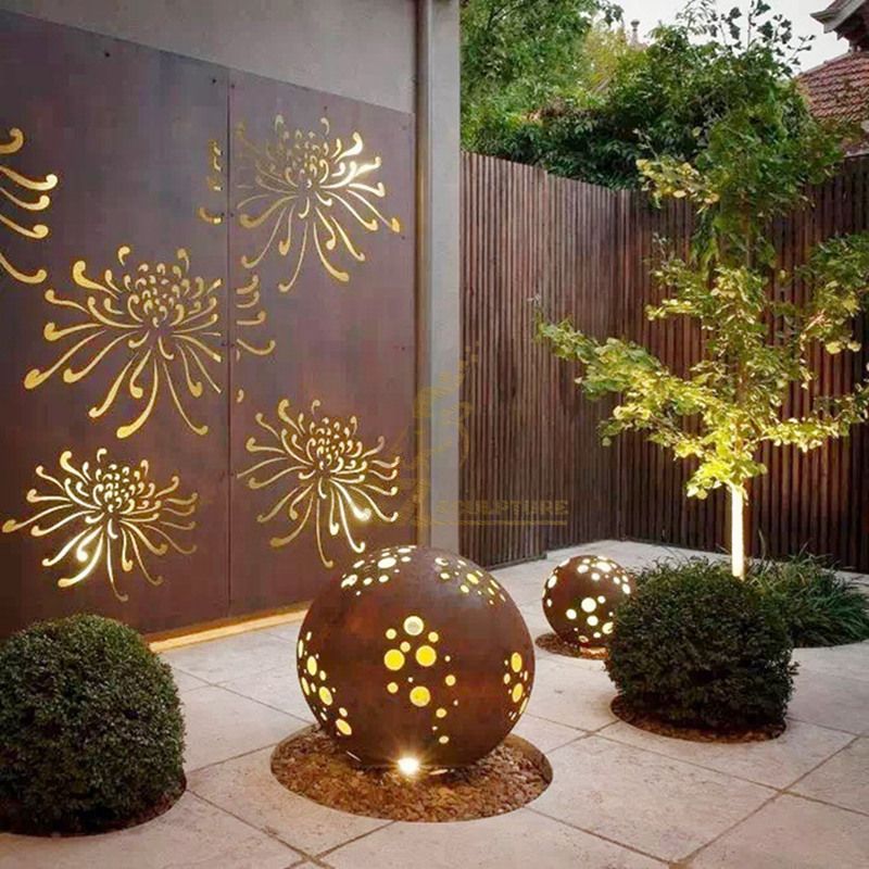 High Quality Garden Ornaments Corten Steel Ball Sculpture