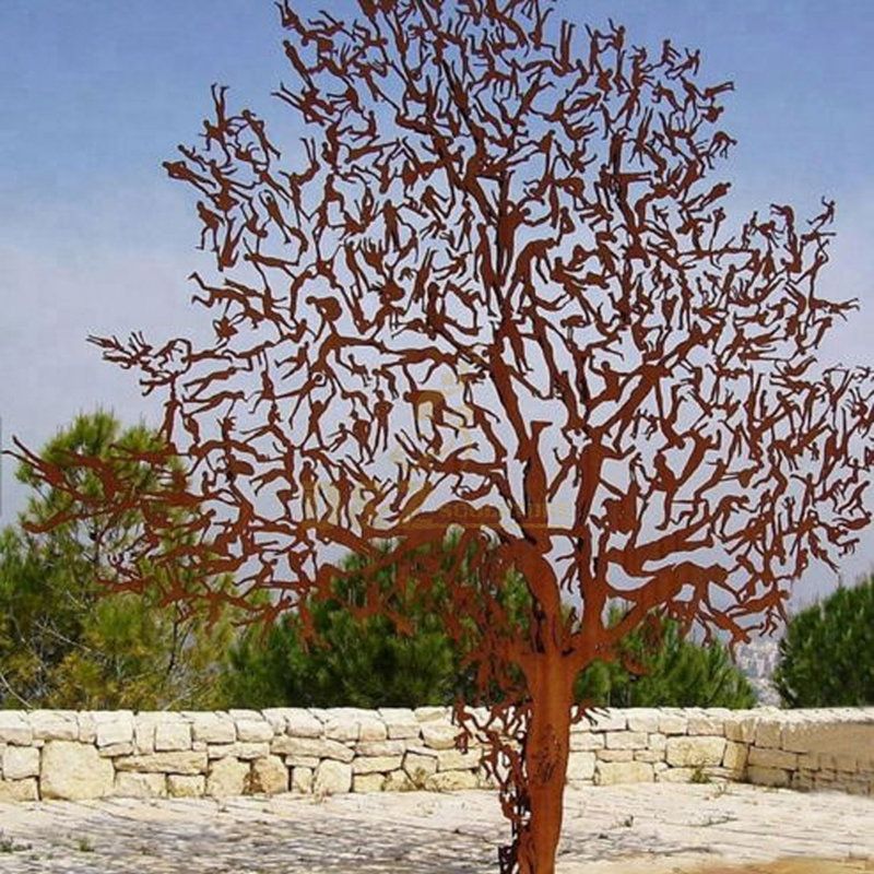 Metal Sculpture People tree Corten Steel Statue for sale