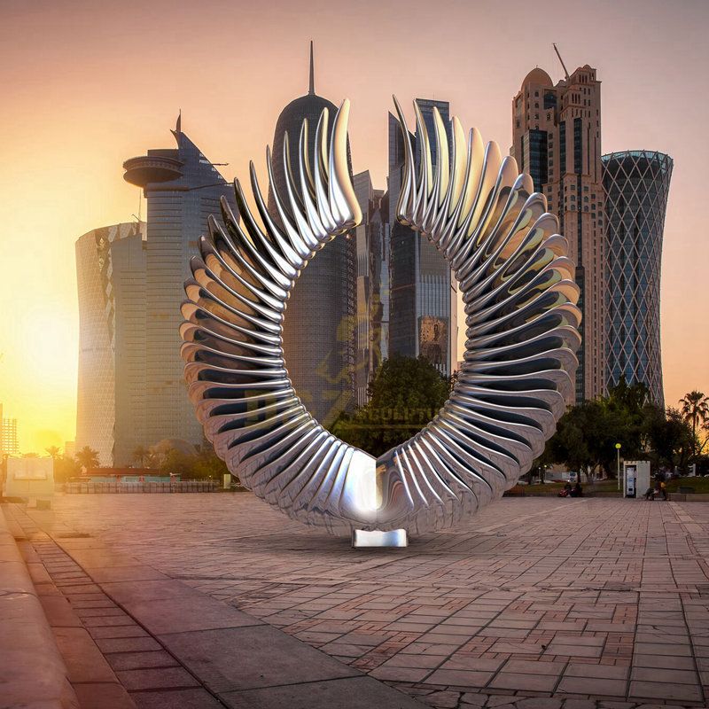 Designed by artist Ken Kelleher Handmade Modern Large Metal Stainless Steel Wings Sculpture