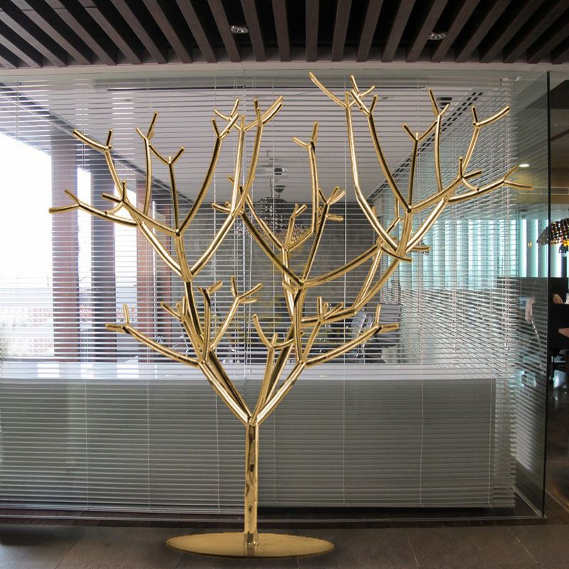 Modern Abstract Metal Stainless Steel Sculpture Tree