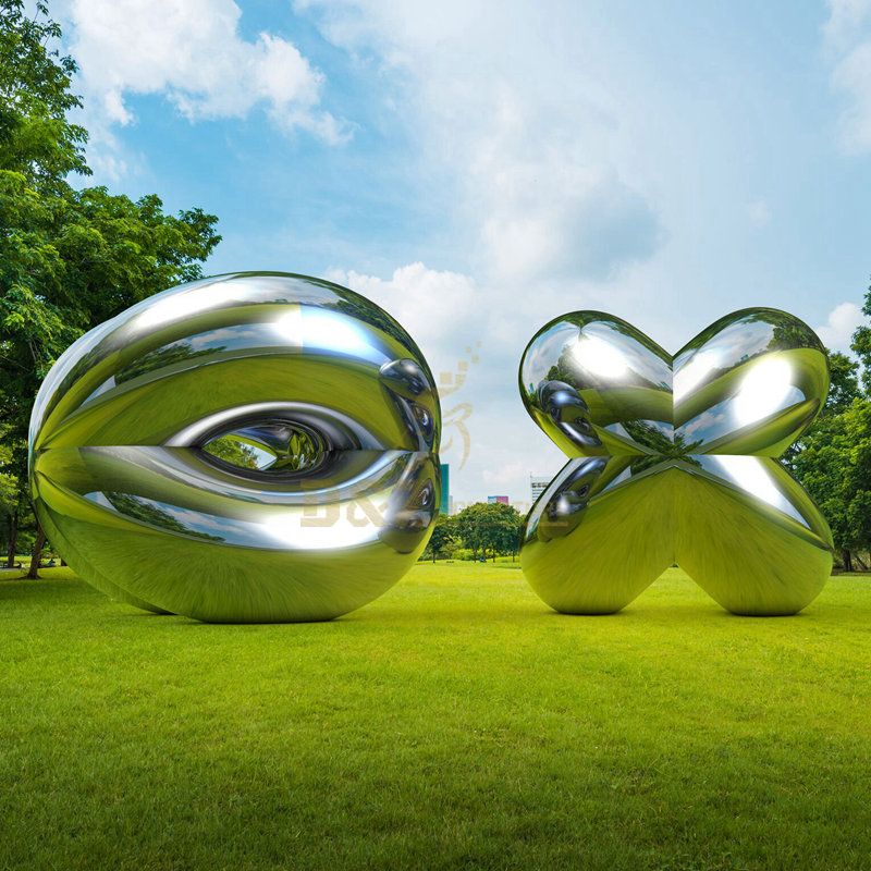 Garden Outdoor Metal Abstract Sculptures Mirrored Stainless Steel Statues