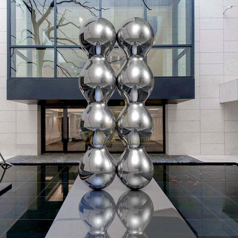 Outdoor Large Mirror Modern Stainless Steel Ball Sculpture