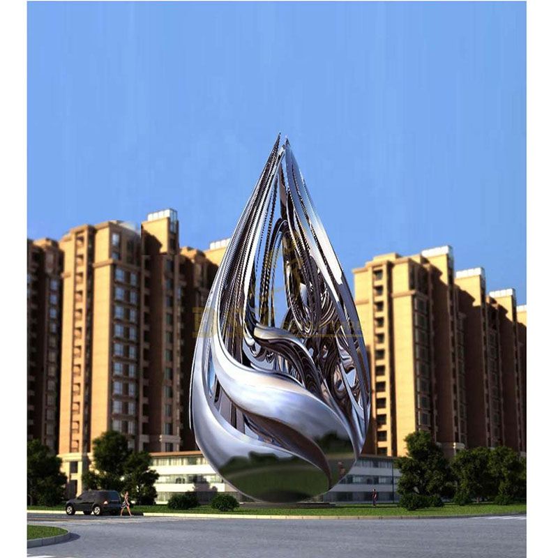 Abstract Hollow Mirror Polished Stainless Steel Outdoor Large Sculpture
