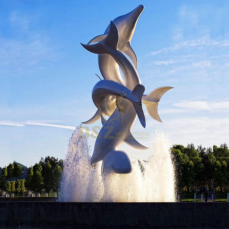 Best Quality Life Size Stainless Steel Dolphin Fountain Sculpture
